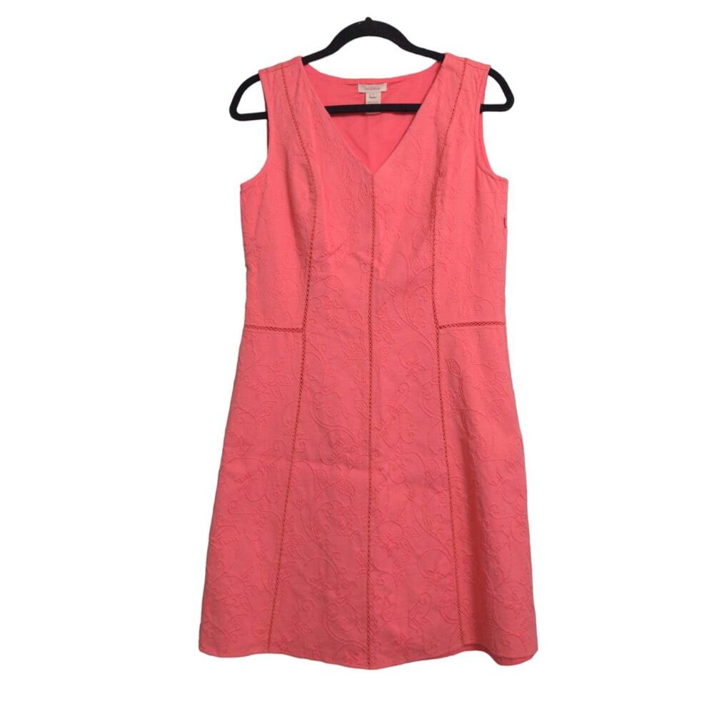 Sundance Womens Matelasse A Line Dress Orange Floral Sleeveless Embroidered 6